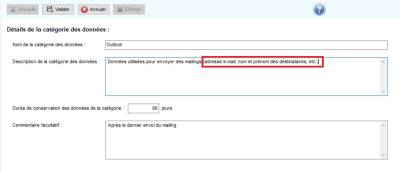  Modification d'une catégorie 