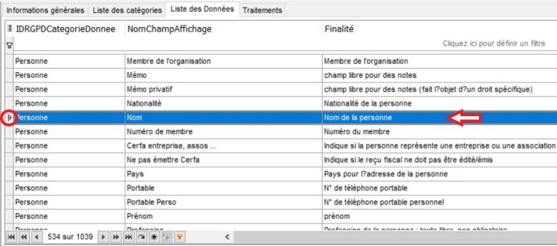  Sélection de la donnée 