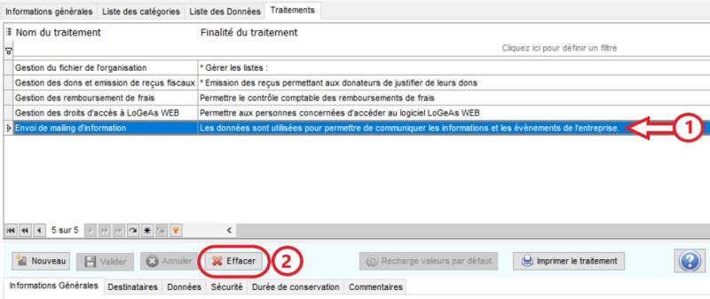 Supprimer un traitement
