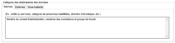  Destinataires internes