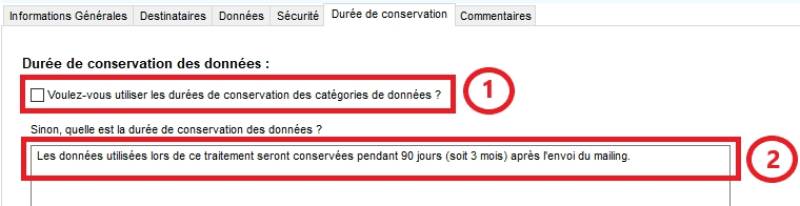 Durée de conservation par traitement