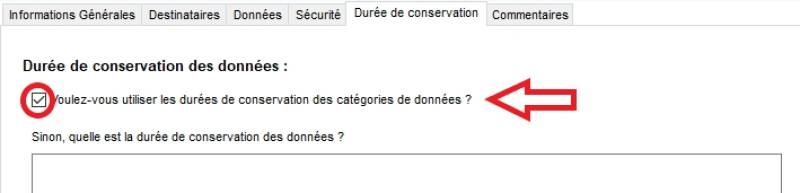Durée de conservation par catégorie de donnée